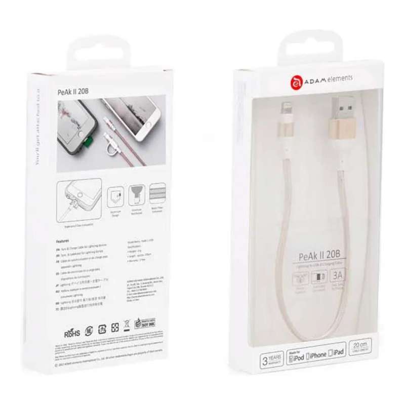 Adam Elements PeAk II Type-A to Lightning Braided Cable 20cm Gold ACBAD20MBFRPGD
