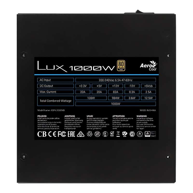 Aerocool LUX Gold 1000W Non-Modular ATX Power Supply Unit ACPG-LDK0AEC.11