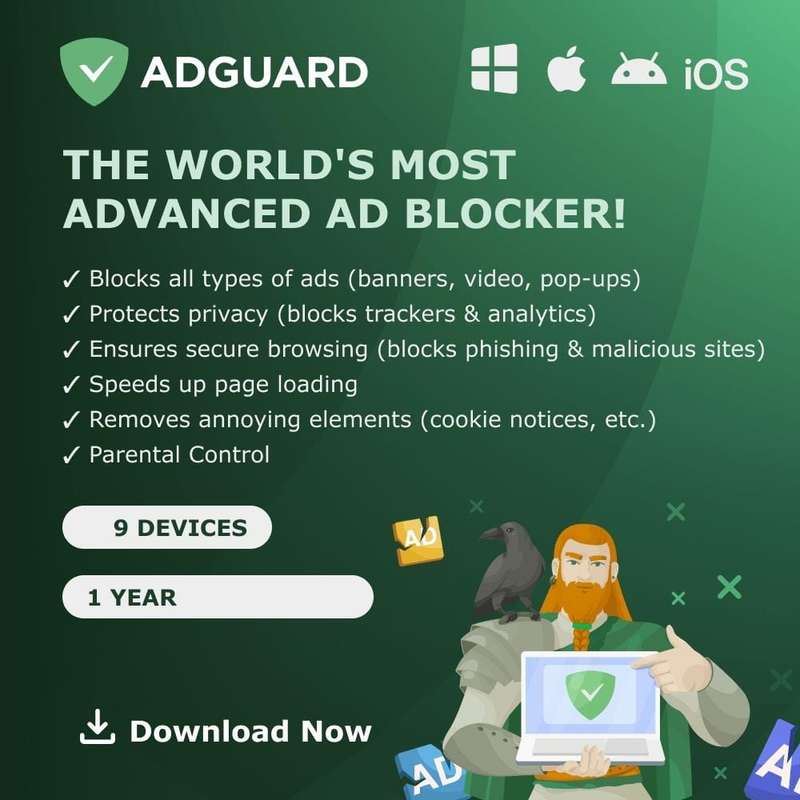 AdGuard Ad Blocker Family 9 Device 1-Year Subscription Download