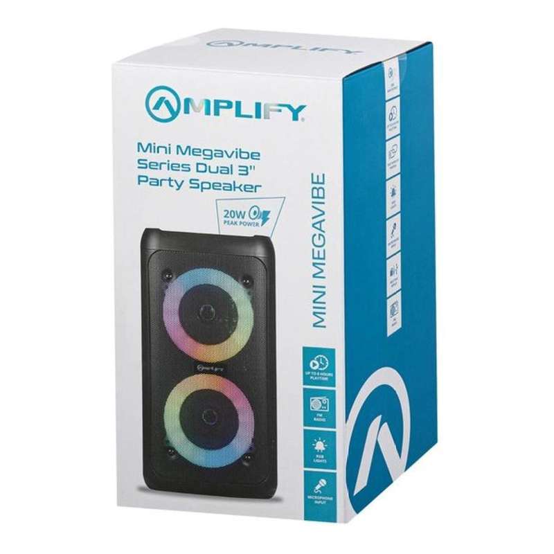 Amplify 20W Mini Megavibe Series Dual 3-inch Party Speaker Black AM-3900-3D