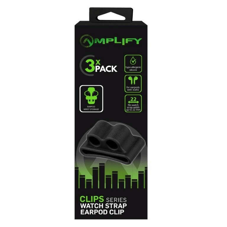 Amplify 3-pack Watch Strap Clips for Earpods AMP-5070-BK