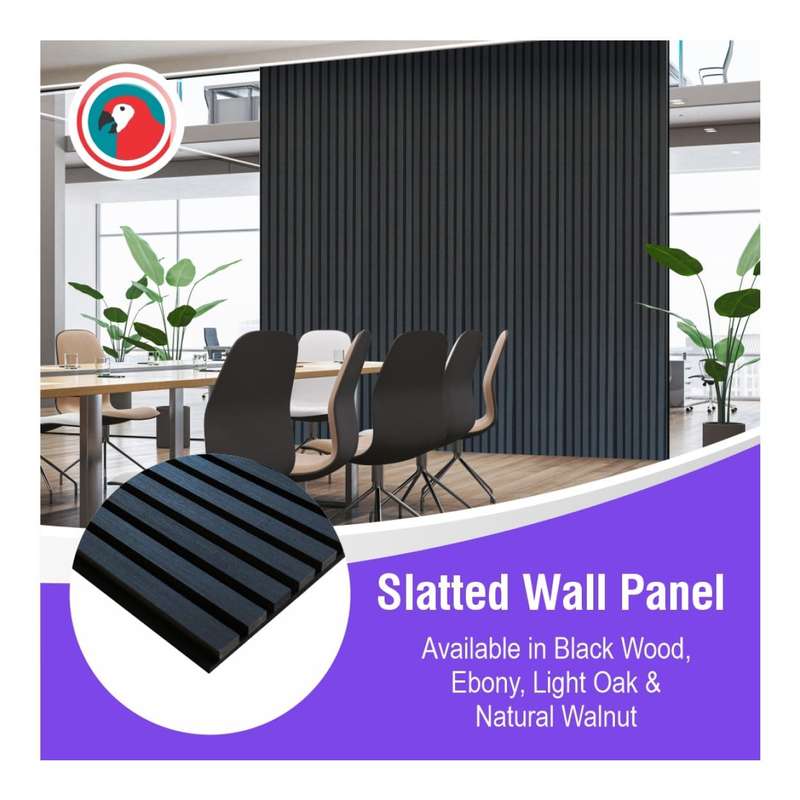 Parrot 600x2400mm Slatted Wall Panel Black Wood AP0624BW