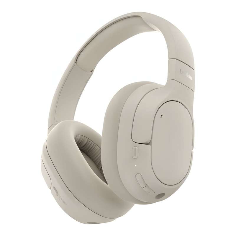Belkin SoundForm Isolate Noise Cancelling Over-Ear Bluetooth Headphones Sand AUD008HQSA