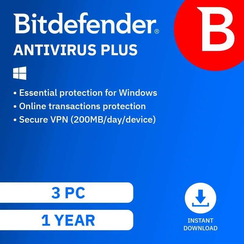 Bitdefender Anti-Virus Plus 3 Device 1-Year Subscription Download