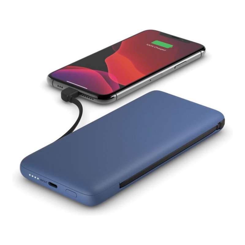 Belkin BoostCharge Plus 10000mAh USB-C Power Bank with Integrated Cables Powerbank - Blue BPB006B...