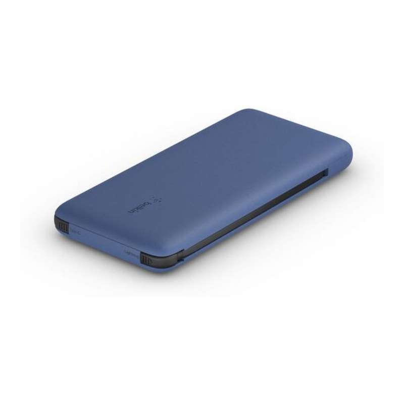 Belkin BoostCharge Plus 10000mAh USB-C Power Bank with Integrated Cables Powerbank - Blue BPB006B...
