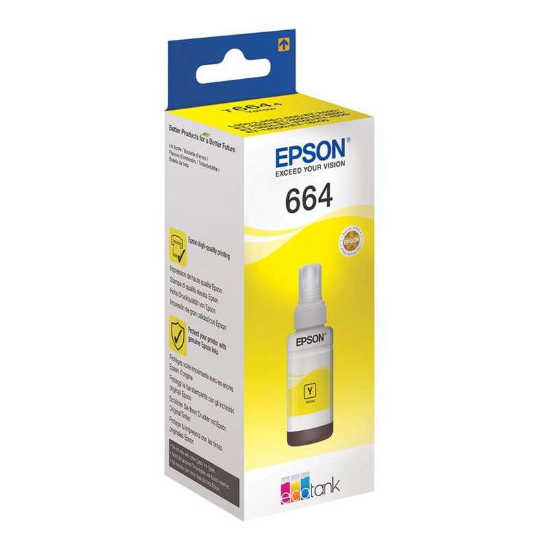 Epson T6644 Bottle 70-ml Yellow Printer Ink Cartridge Original C13T66444A Single-pack