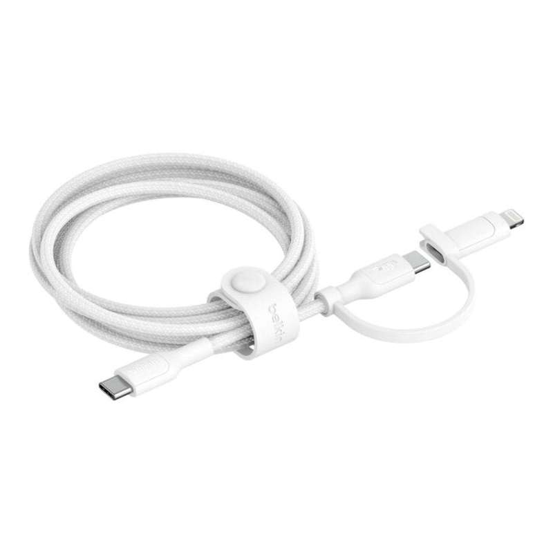Belkin 1.5m BoostCharge Pro 2-in-1 60W USB-C to Lighting Connector Cable White CAC003HQ1.5MWH