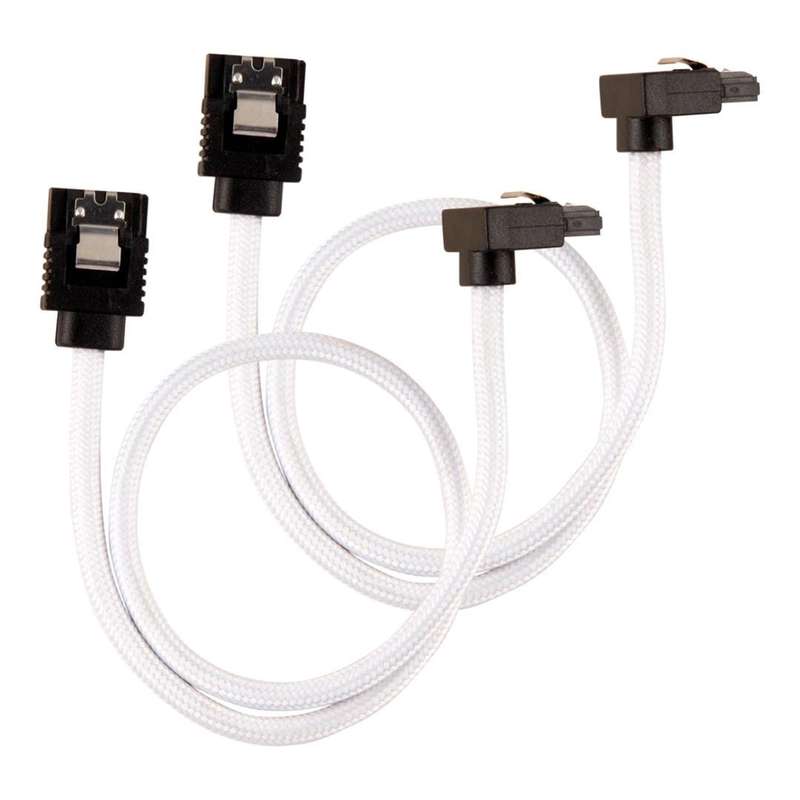 Corsair Premium Sleeved 90 Degree Connector SATA 6Gbps Cable 30cm White CC-8900279