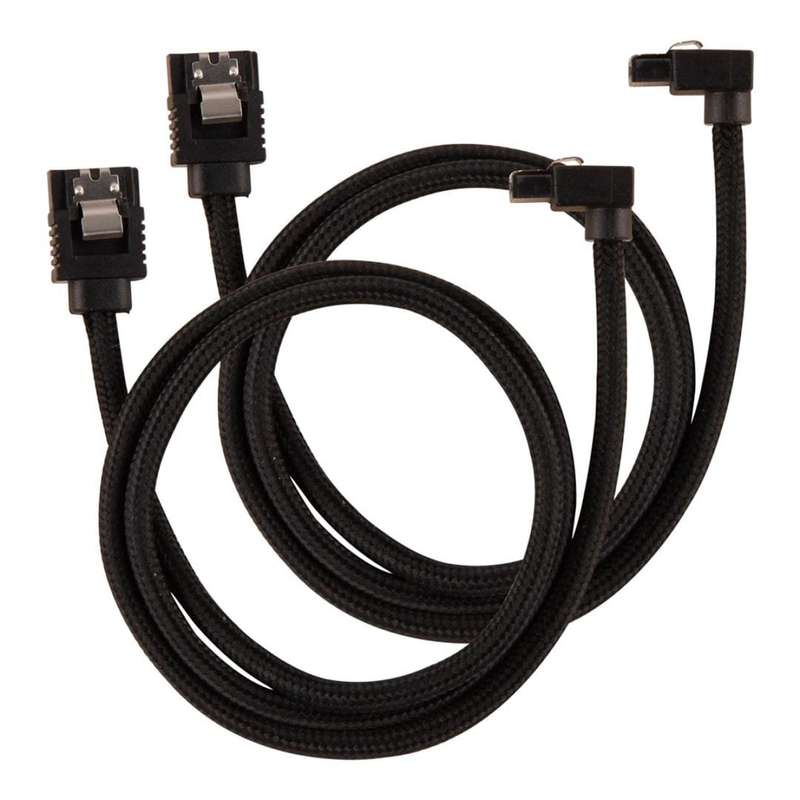 Corsair Premium Sleeved 90 Degree Connector SATA 6Gbps Cable 60cm Black CC-8900282