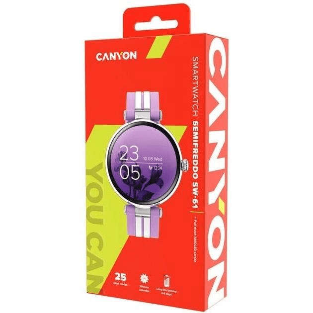 Canyon SW-61 Semifreddo Smart Watch Silver Lavender CNS-SW61PP