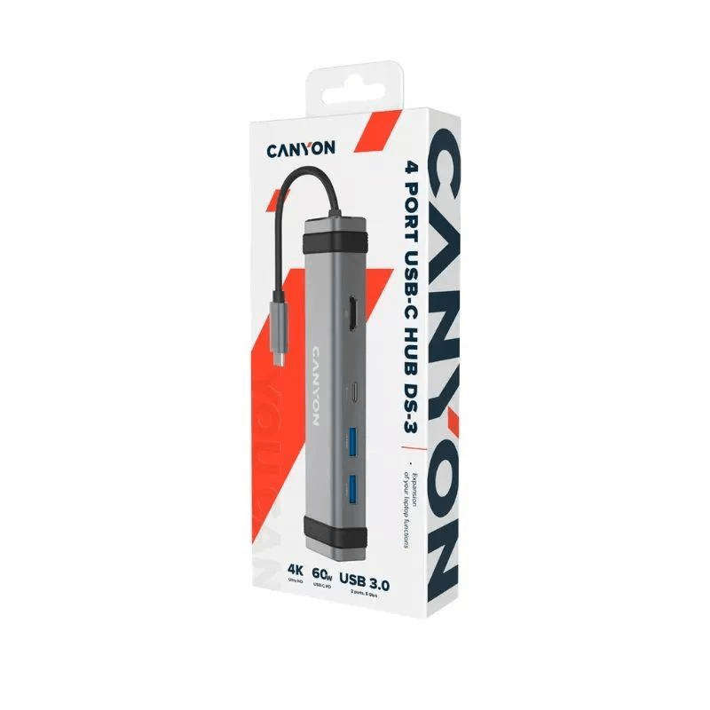 Canyon DS-3 4-Port USB Type-C Hub Grey CNS-TDS03DG