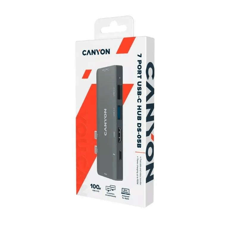 Canyon DS-5 USB 2.0 Type-C Hub for MacBook Grey CNS-TDS05B
