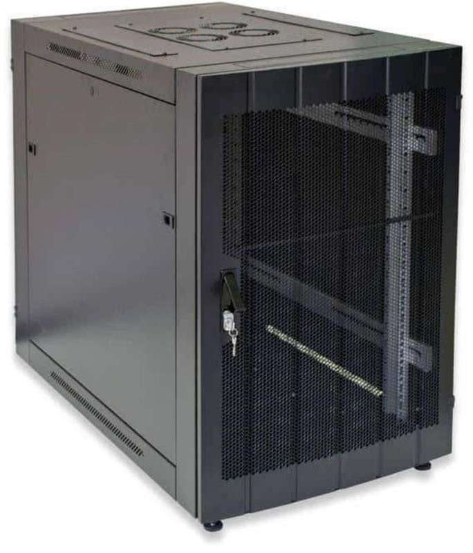 RCT 4U CP Black Wall Mount Cabinet 2x Uprights 2x Glands + Screws 450mm Perforated Door CP44U.PER...