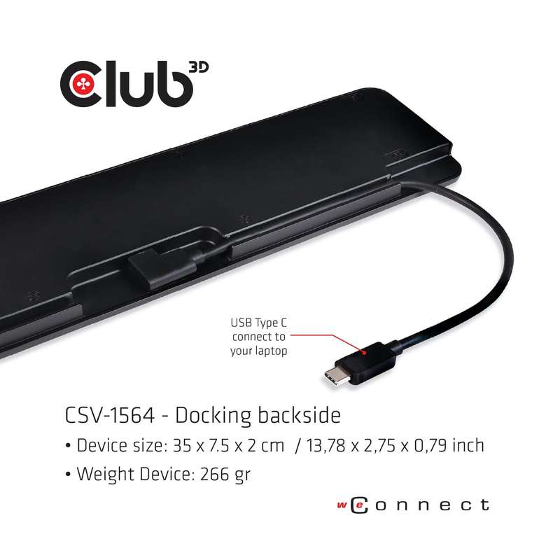 Club 3D USB Gen1 Type-C Triple Display Dynamic PD Charging Dock CSV-1564W100