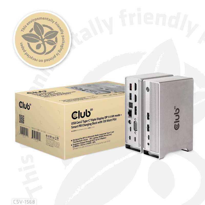 Club 3D Gen2 Type-C with Smart PD Charging Dock Station CSV-1568