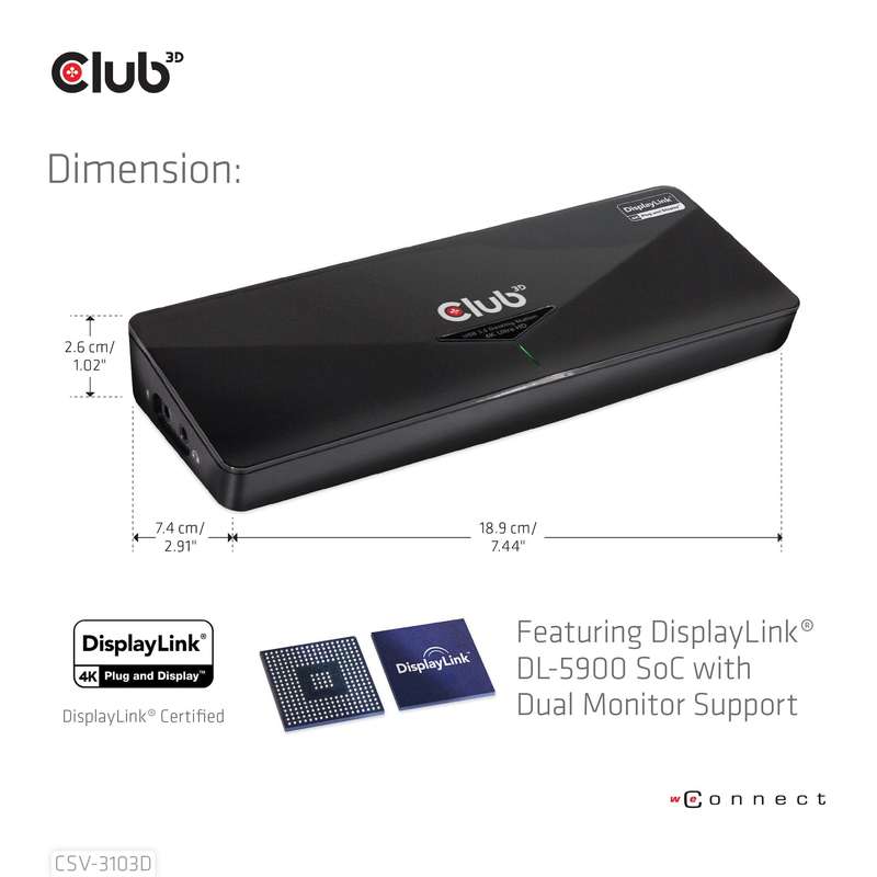 Club 3D USB 3.2 Gen1 4K Docking Station CSV-3103D
