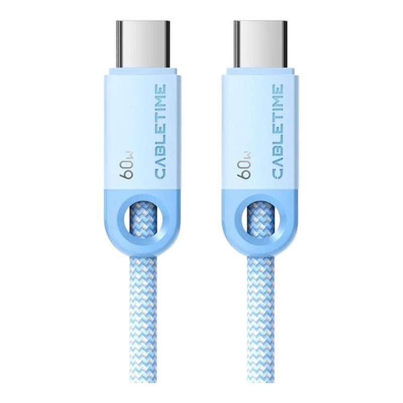 Cabletime Type-C Male to Male 60W Charging Cable 2m Blue CT-CM60-PBL2-2M