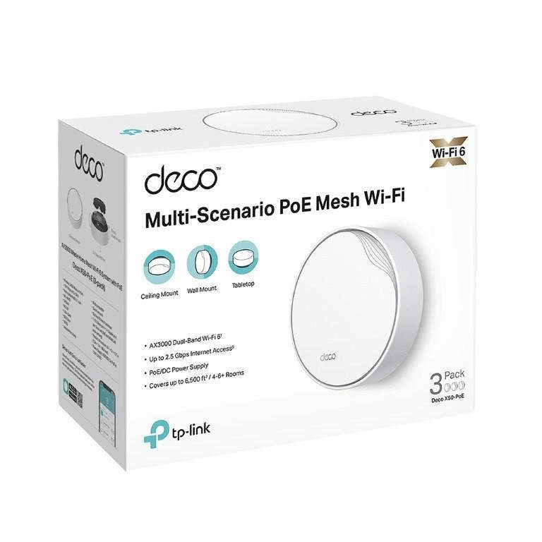 TP-Link Deco X50-PoE(3-pack) AX3000 Whole Home Mesh Wi-Fi 6 System with PoE