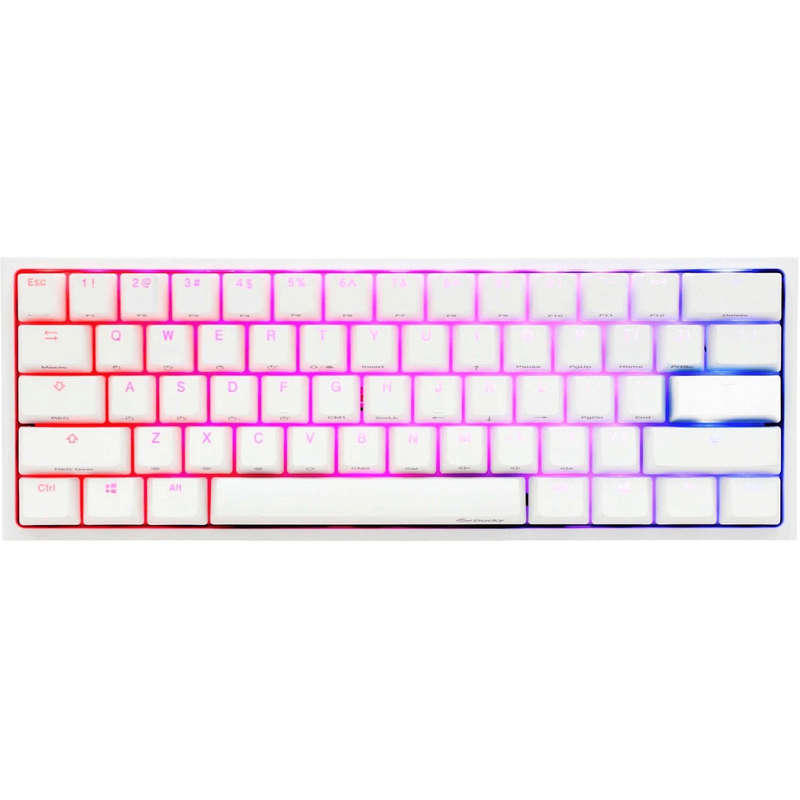 Ducky One 2 Pro Mini 60 Cherry MX Silent Red Linear Mechanical Wired Gaming Keyboard - White DKON...