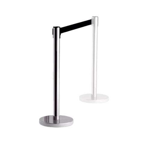 Parrot Retractable Chrome Queue Barrier with Black Belt 910x320mm DP9132