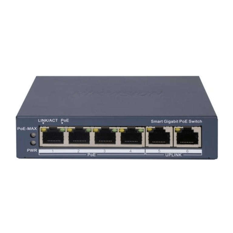 Hikvision 4-port GbE PoE Smart Managed Network Switch with 2x GbE Upli ds-3e1506p-ei
