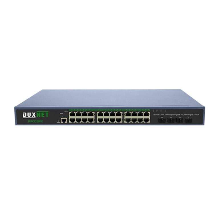DuxNet 24-port GbE PoE+ L3 Managed Switch with 4x SFP+ Ports DUX3528PX