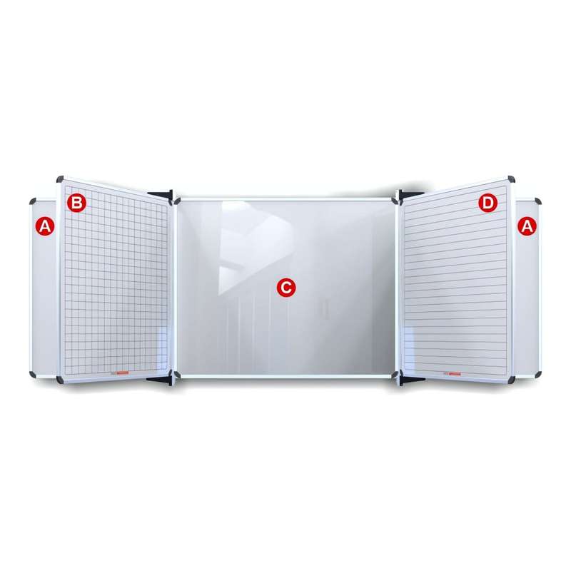 Parrot Educational Board Magnetic Whiteboard 1220x910mm Squares 1 Side Swing Leaf Option B ED4268
