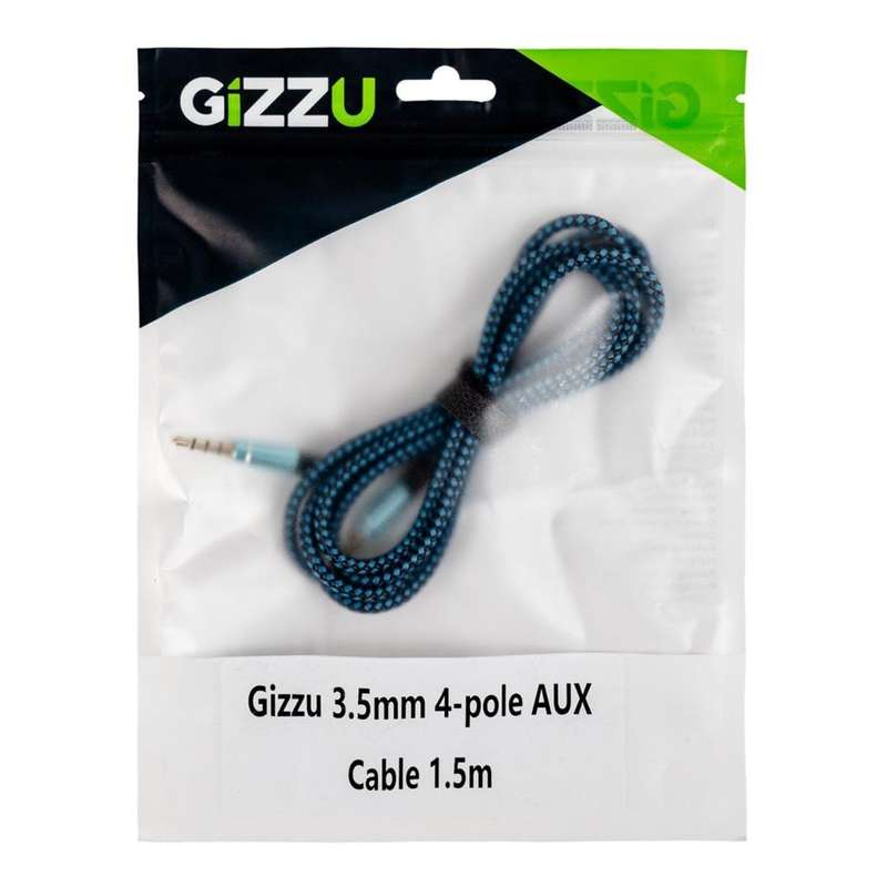 Gizzu 3.5mm Aux Male to Male Cable 1.5m Black Blue GCP35MM4