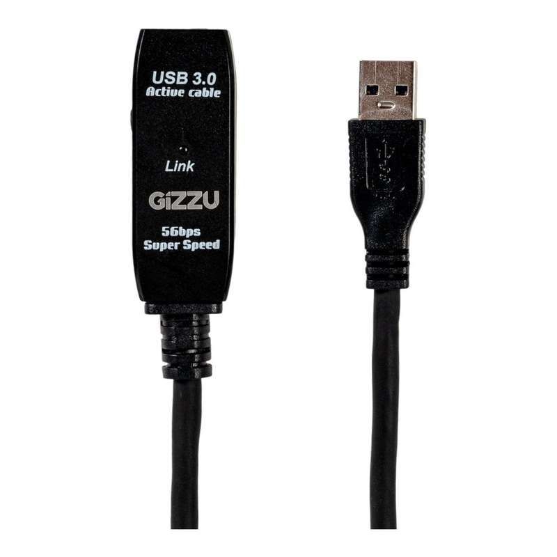 Gizzu USB 3.0 Male to Female Active Extension Cable 5m Black GCPU3UE5A