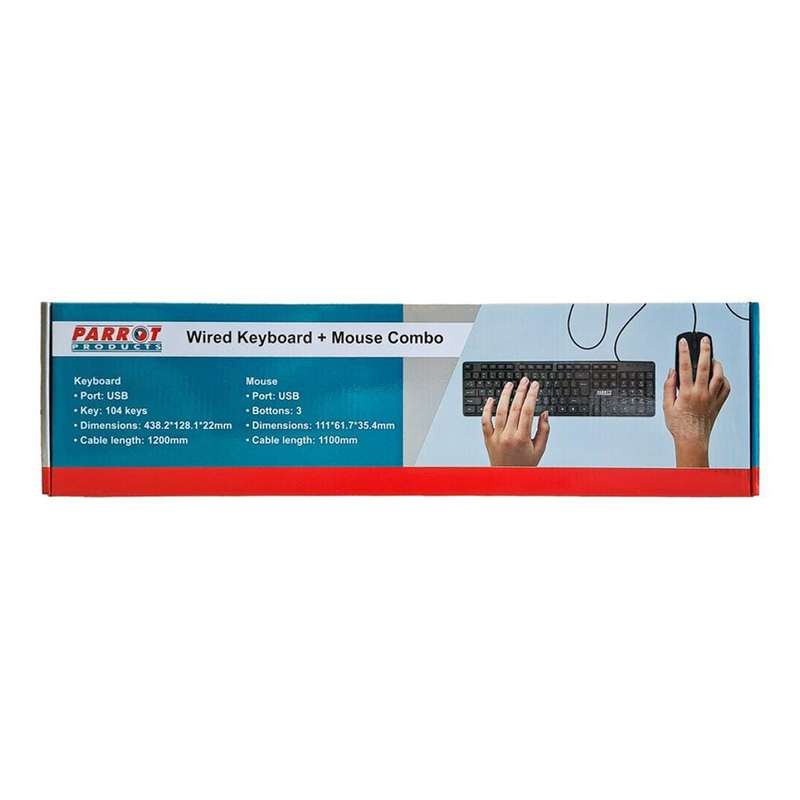 Parrot IC0005 Wired Keyboard and Mouse Combo Black