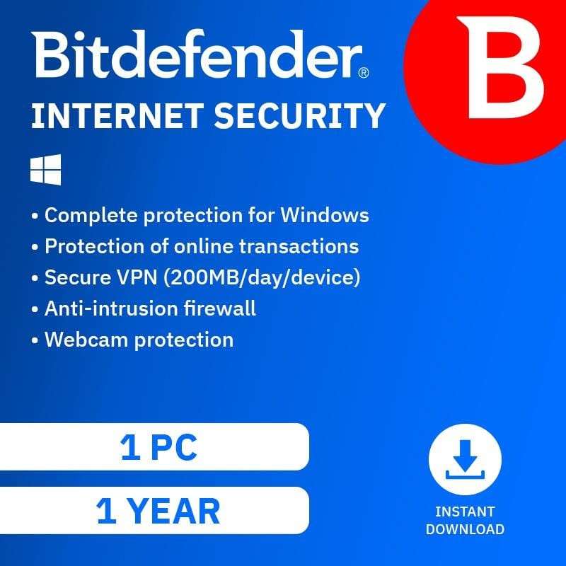 Bitdefender Internet Security 1 Device 1-Year Subscription Download - Promotional Discounted Li...