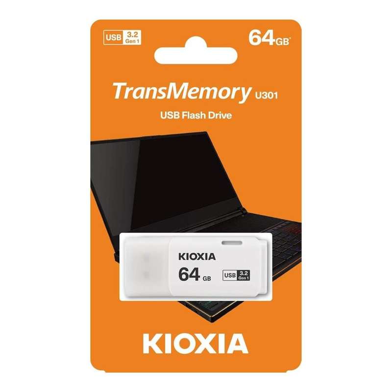 Kioxia TransMemory U301 64GB Type-A Flash Drive White LU301W064GG4