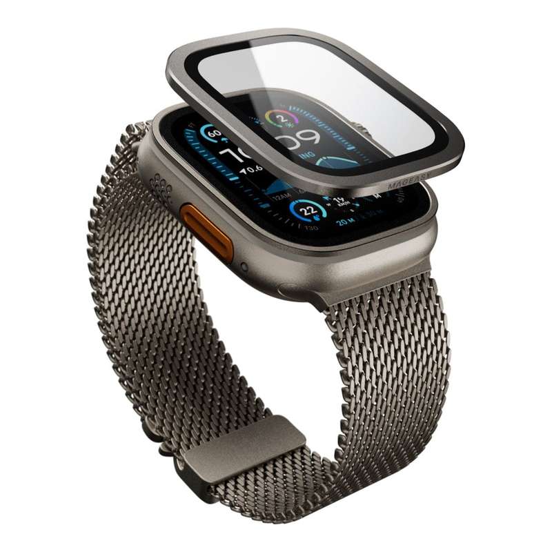 MagEasy Fortiz Sapphire Screen Protector for Apple Watch - Natural Titanium