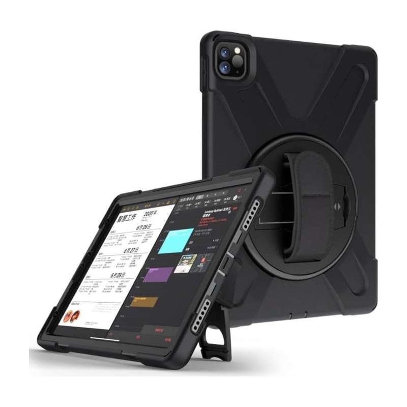 Tuff-Luv Armour Jack Rugged Case, Stand, Shoulder Strap & Pen Holder for Apple iPad Pro 13 Black ...
