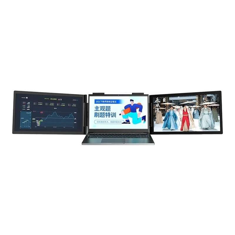 Tuff-Luv MF3856 14-inch 1920 x 1080p FHD 16:9 60Hz LCD IPS Portable Tri Monitor Extender for Note...