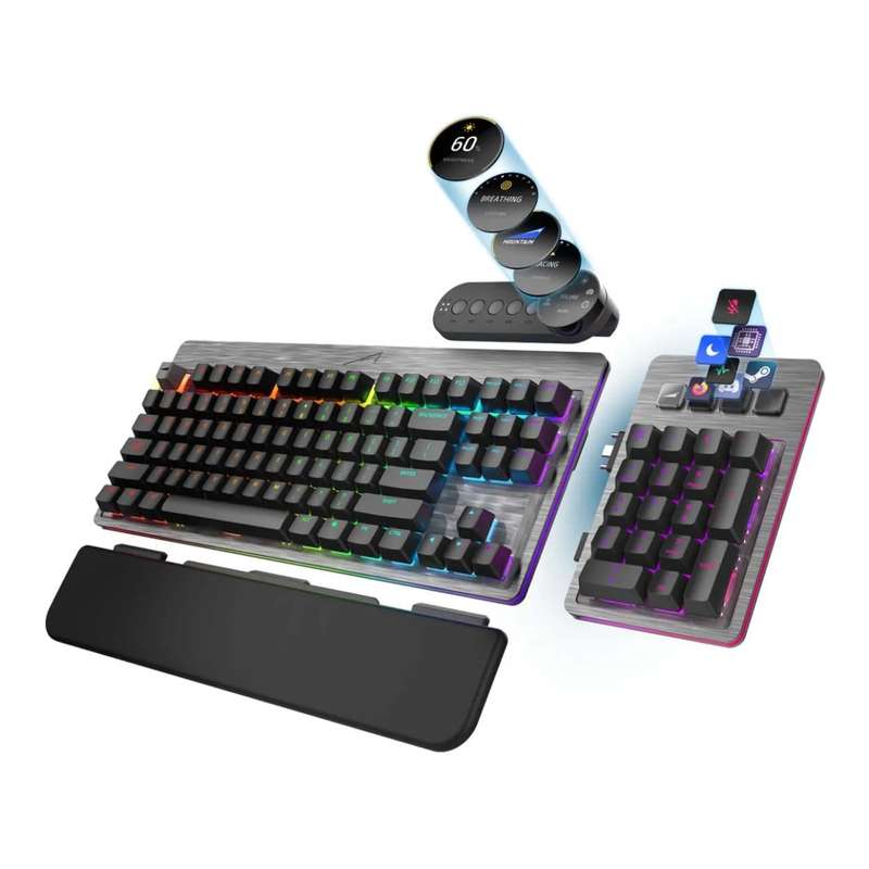 MOUNTAIN Everest Max Wired RGB Gaming Keyboard Grey MG-EVK1G-CO1-US
