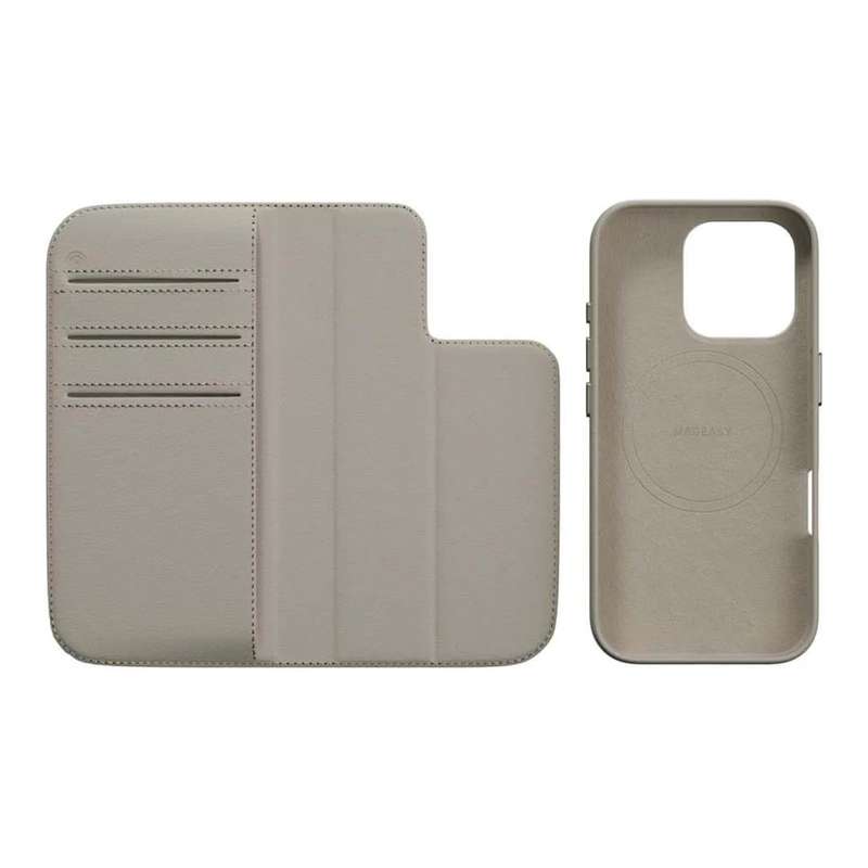 MagEasy Card Folio M Flip Leather Phone Case for iPhone 16 Pro - Starlight MPH66P263SI24