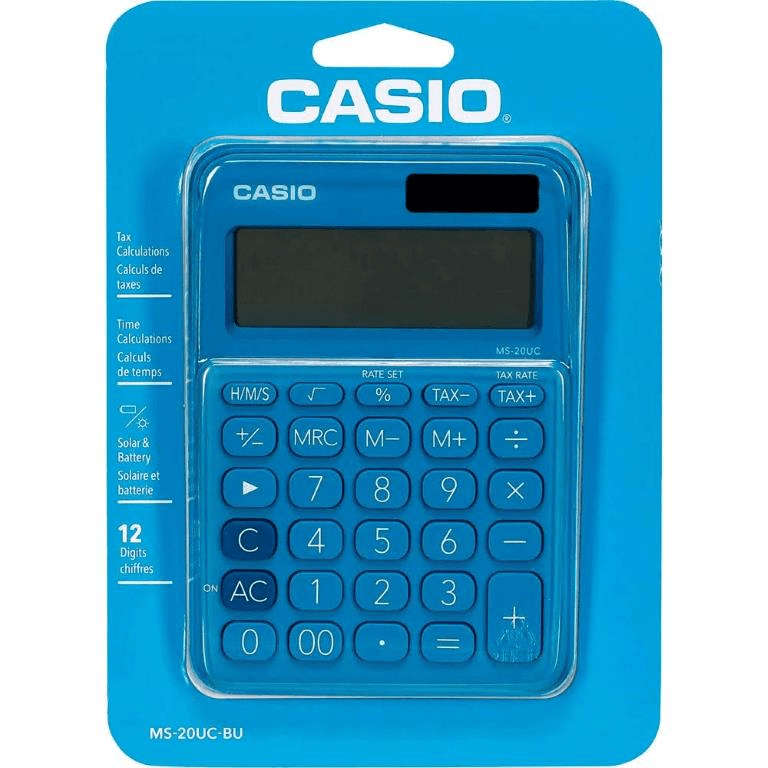 Casio MS-20UC Digit Desktop Calculator Light Blue MS-20UC-LB-S-EC