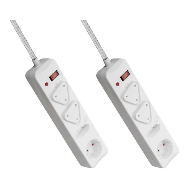 Switched 4-Way Surge Multiplug 3m White 2-pack MS-8500-3-WT-BUN