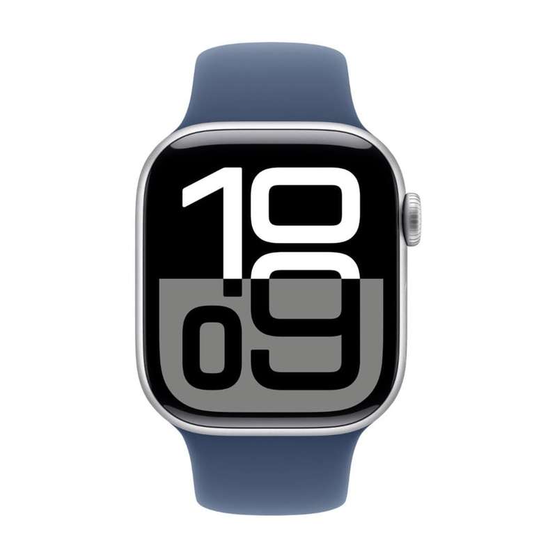 Apple Watch Series 10 GPS 42mm Silver Aluminium Case with Denim Sport Band S/M