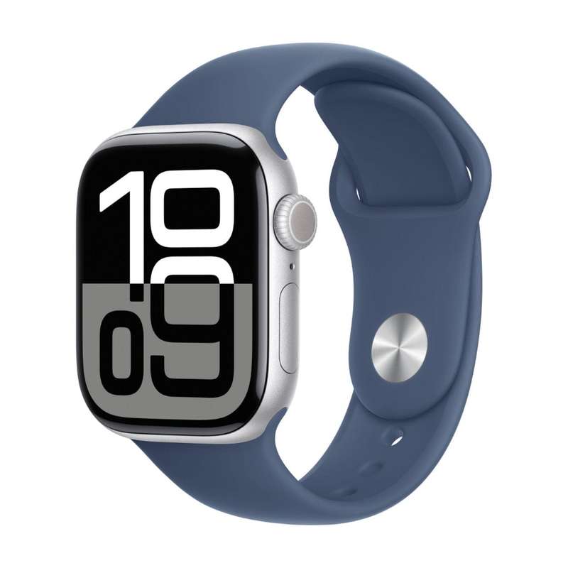Apple Watch Series 10 GPS 42mm Silver Aluminium Case with Denim Sport Band S/M