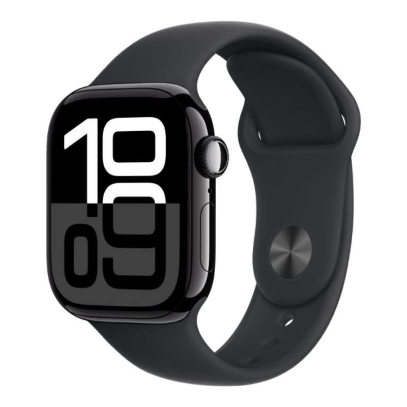 Apple Watch Series 10 GPS 42mm Jet Black Aluminium Case with Black Sport Band - Medium/Large MWWF...