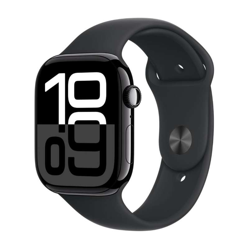 Apple Watch Series 10 GPS 46mm Jet Black Aluminium Case with Black Sport Band M/L