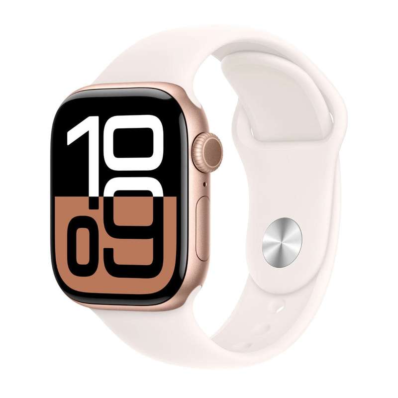 Apple Watch Series 10 GPS + Cellular 42mm Rose Gold Aluminium Case with Light Blush Sport Band S/M
