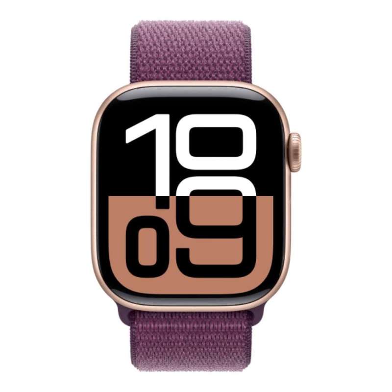Apple Watch Series 10 GPS LTE 42mm Rose Gold Aluminium Case with Plum Sport Loop MWXC3QA/A