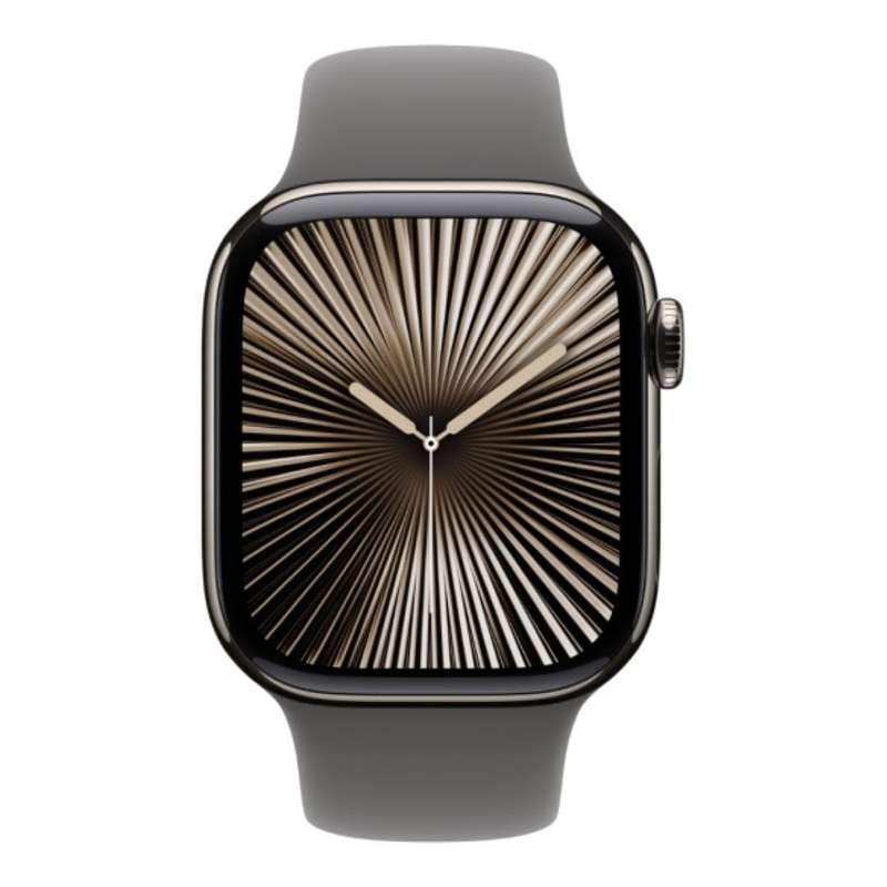 Apple Watch Series 10 GPS LTE 42mm Natural Titanium Case with Stone Grey Sport Band - Medium/Larg...