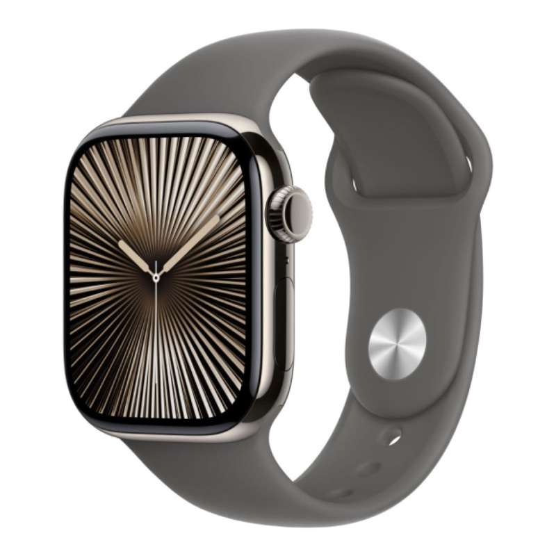 Apple Watch Series 10 GPS LTE 42mm Natural Titanium Case with Stone Grey Sport Band - Medium/Larg...