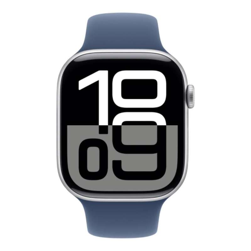 Apple Watch Series 10 GPS LTE 46mm Silver Aluminium Case with Denim Sport Band - Medium/Large MWY...