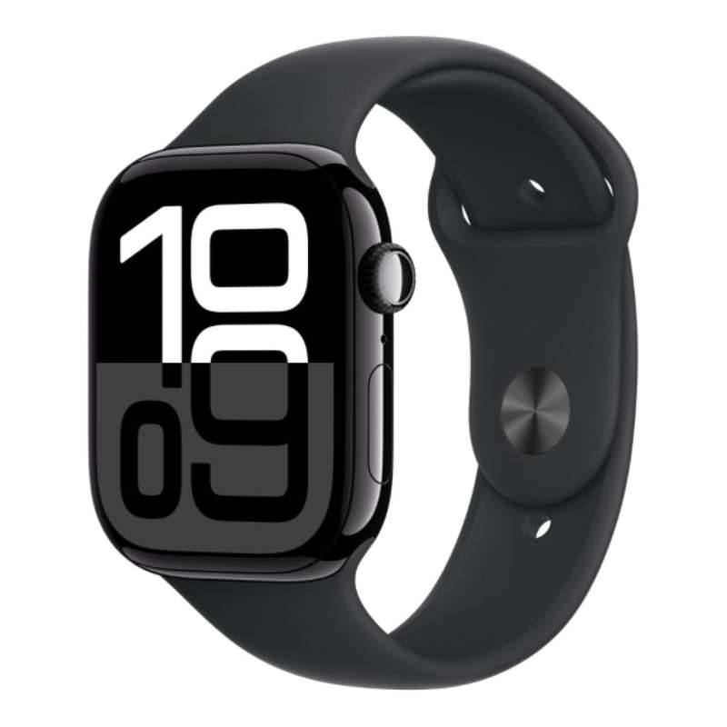 Apple Watch Series 10 GPS LTE 46mm Jet Black Aluminium Case with Black Sport Band - Medium/Large ...